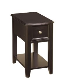 1 Drawer Chair Side End Table with Open Bottom Shelf, Dark Brown