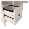 59 Inch Rectangular Home Office Wood Desk, File Drawer, Gray, White