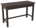 Wooden Writing Desk with Block Legs and 2 Drawers, Dark Brown and Black