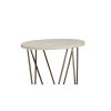 Faux Marble Table Set with 1 Coffee Table and 2 End Tables, White and Gold