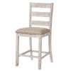 Armless Wooden Barstool Set with Textured Finish, Brown and White