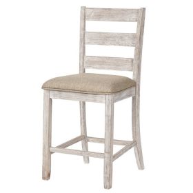 Armless Wooden Barstool Set with Textured Finish, Brown and White