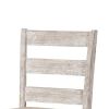 Armless Wooden Barstool Set with Textured Finish, Brown and White