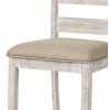 Armless Wooden Barstool Set with Textured Finish, Brown and White
