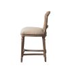 Nailhead Fabric Upholstered Bar Stool with Perforated Back, Beige and Brown