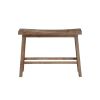 Saddle Seat Wooden Bench with Canted Frame, Oak Brown