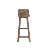 Saddle Seat Wooden Bench with Canted Frame, Oak Brown