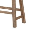 Saddle Seat Wooden Bench with Canted Frame, Oak Brown