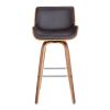 Bar Height Wooden Swivel Barstool with Leatherette Seat, Black and Brown