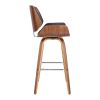 Bar Height Wooden Swivel Barstool with Leatherette Seat, Black and Brown
