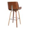 Bar Height Wooden Swivel Barstool with Leatherette Seat, Black and Brown