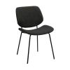 Metal Body Dining Chair with Curved Fabric Seat and Backrest, Set of 2,Gray