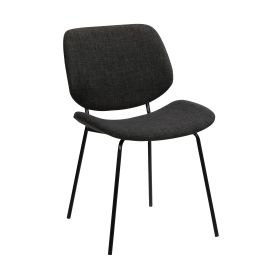 Metal Body Dining Chair with Curved Fabric Seat and Backrest, Set of 2,Gray