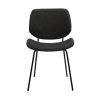 Metal Body Dining Chair with Curved Fabric Seat and Backrest, Set of 2,Gray