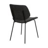 Metal Body Dining Chair with Curved Fabric Seat and Backrest, Set of 2,Gray