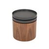 Cylindrical Wooden End Table with Swivel Tray Top, Brown and Black