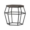 Hexagonal Concrete End Table with Metal Base, Gray and Black