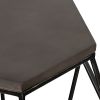 Hexagonal Concrete End Table with Metal Base, Gray and Black