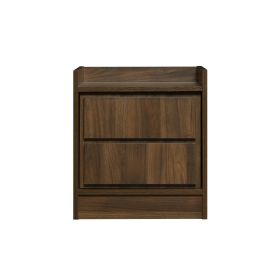 Transitional Nightstand with False Drawer Front and Woodgrain Details,Brown