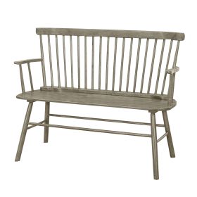 Transitional Style Curved Design Spindle Back Bench with Splayed Legs,Gray
