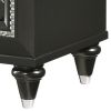 Wooden Two Drawer Nightstand with Carved Details and Knobs, Black