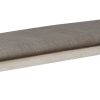 Wooden Bench with Fabric Upholstered Seat and Chamfered Legs,White and Gray