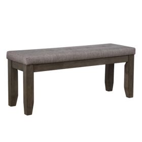 Two Tone Rectangular Bench with Fabric Upholstered Seat, Brown and Gray