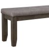 Two Tone Rectangular Bench with Fabric Upholstered Seat, Brown and Gray