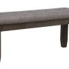 Two Tone Rectangular Bench with Fabric Upholstered Seat, Brown and Gray
