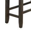 Wooden Counter Height Bench with Fabric Upholstered Seat, Brown and Gray