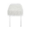 Contemporary Bench with Faux Fur Seat and Acrylic Legs, White and Clear