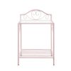 Metal Nightstand with Glass Top and Open Bottom Shelf, Pink and Clear