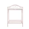 Metal Nightstand with Glass Top and Open Bottom Shelf, Pink and Clear