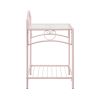 Metal Nightstand with Glass Top and Open Bottom Shelf, Pink and Clear