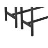 Wooden Top Indoor Bench with Metal Legs, Set of 2, Rustic Brown and Black