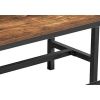 Wooden Top Indoor Bench with Metal Legs, Set of 2, Rustic Brown and Black