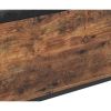 32 Inch Industrial Button Tufted Flip Top Storage Bench, Vegan Faux Leather, Black, Rustic Brown