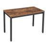 47 Inch Rectangular Wood Top Writing Desk, Iron Legs, Rustic Brown, Black