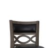 Curved Lattice Back Swivel Barstool with Leatherette Seat, Gray and Black