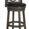 Curved Lattice Back Swivel Barstool with Leatherette Seat, Gray and Black