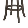 Curved Lattice Back Swivel Barstool with Leatherette Seat, Gray and Black