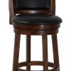 Curved Swivel Barstool with Leatherette Padded Seating, Brown and Black