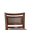 Curved Swivel Barstool with Fabric Padded Seating, Brown and Beige
