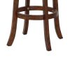 Curved Swivel Barstool with Fabric Padded Seating, Brown and Beige