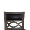 Curved Lattice Back Counter Stool with Leatherette Seat, Gray and Black