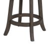 Curved Lattice Back Counter Stool with Leatherette Seat, Gray and Black