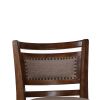 Curved Swivel Counter Stool with Fabric Padded Seating, Brown and Beige