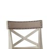Curved X Shaped Back Swivel Counter Stool with Fabric Padded Seating, Antique White