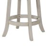 Curved X Shaped Back Swivel Counter Stool with Fabric Padded Seating, Antique White