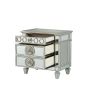 Mirror Accented Wooden Nightstand with 3 Storage Drawers, Silver